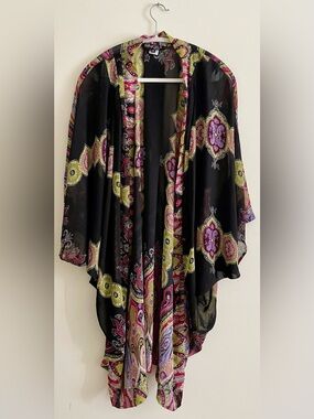 🌶️ Single Plus Size Sheer Paisley Open-Front Kimono 🌶️
